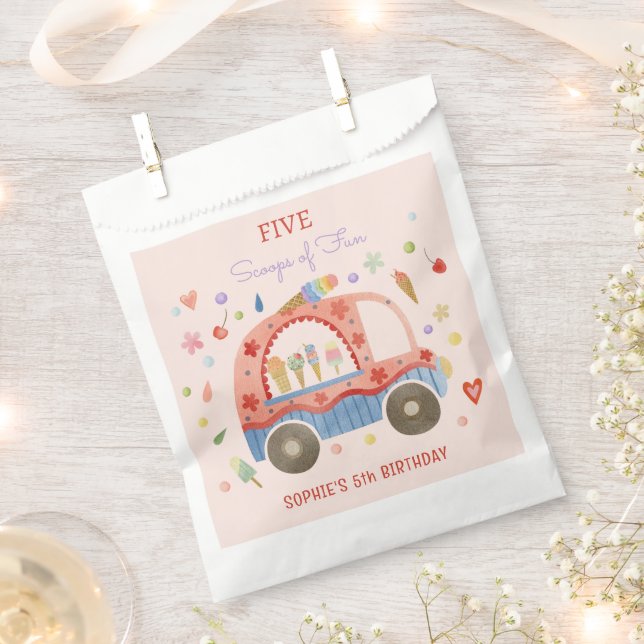 Eiscreme-LKW-Scoops für lustigen Kindergeburtstag Geschenktütchen (Ausgeschnitten)