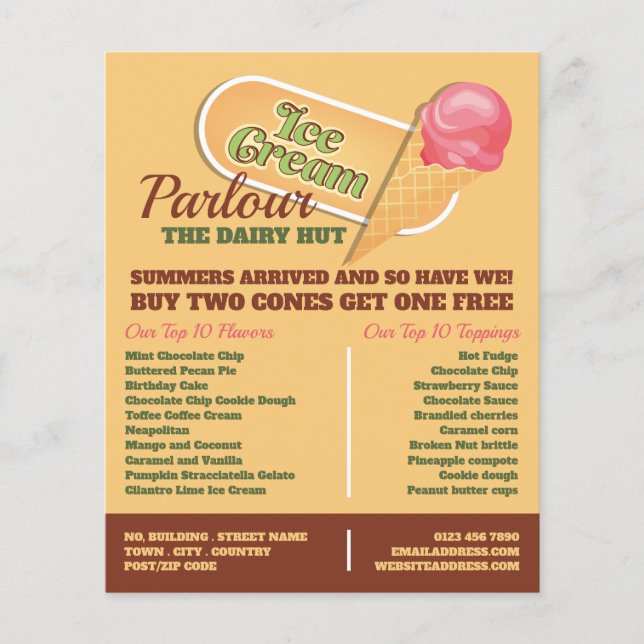 Eiscreme-Logo, Eiscremewerbung Flyer (Vorne)