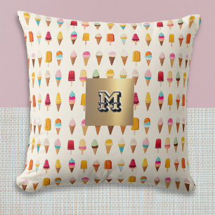 Eiscreme Lollies Mit Monogramm Retro Gemustert Nie Kissen
