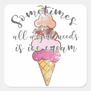 Eiscreme Lover Gift Girl Nadine Quadratischer Aufkleber