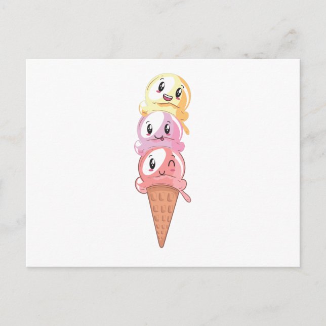 Eiscreme Lover Kawaii Waffle Ice Creme Postkarte (Vorderseite)