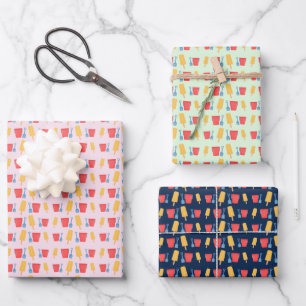 Eiscreme-Lutscher und Sandburgen-Eimer-Schaufel-Mu Geschenkpapier Set