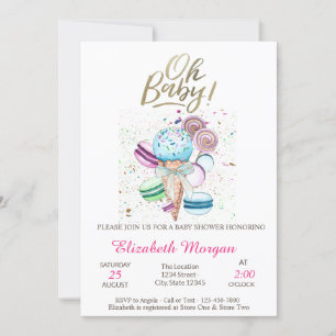 Eiscreme Macaroons Oh Baby Summer Baby Dusche Einladung