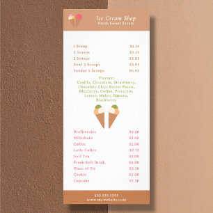 Eiscreme-Menü & Preisliste Rack Card Werbekarte