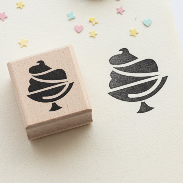 Eiscreme Mini Holzstempel Gummistempel (Miniature ice cream wooden art stamp.)