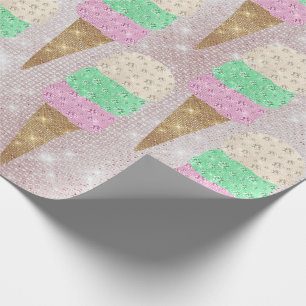 Eiscreme Minze rosa Pastel Elfenbeinfarben Funkeln Geschenkpapier