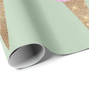 Eiscreme-Minzen-Grün-Rosa-metallischer Geschenkpapier