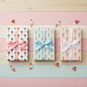 Eiscreme mit bunten Streuseln Moderne bunte süße G Geschenkpapier Set