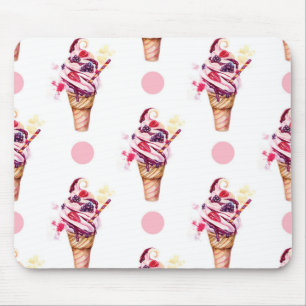 Eiscreme mit Erdbeere und BlackBerry Mousepad