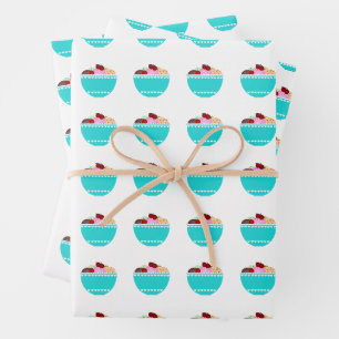 Eiscreme mit Kirschen Geschenkpapier Set