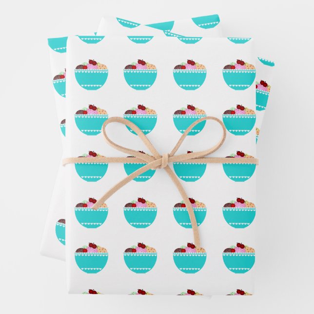 Eiscreme mit Kirschen Geschenkpapier Set (Beispiel)