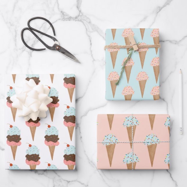 Eiscreme mit Sprinklen Modernes Niedliches Geschen Geschenkpapier Set (Vorderseite)