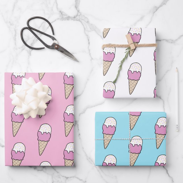 Eiscreme mit Sprinklen Modernes Niedliches Geschen Geschenkpapier Set (Vorderseite)