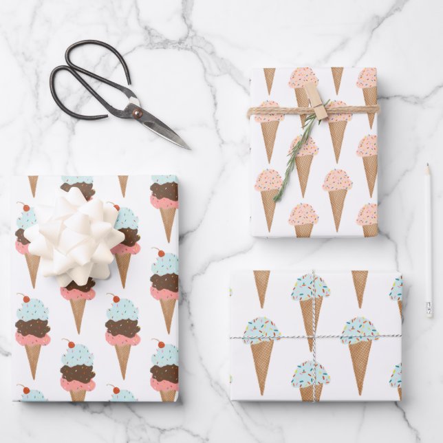 Eiscreme mit Sprinklen Modernes Niedliches Geschen Geschenkpapier Set (Vorderseite)