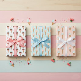Eiscreme mit Sprinklen Modernes Niedliches Geschen Geschenkpapier Set