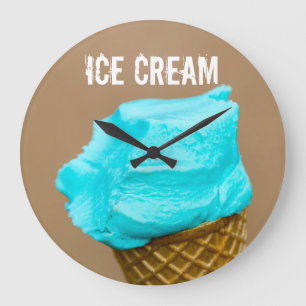 Eiscreme mit Waffelmakro Große Wanduhr