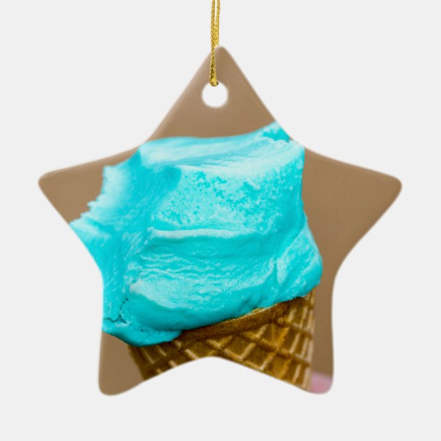 Eiscreme mit Waffelmakro Keramik Ornament (Vorne)