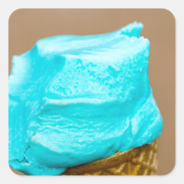 Eiscreme mit Waffelmakro Quadratischer Aufkleber