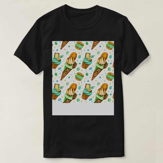 Eiscreme-Muster mit Minzamel-Eis T-Shirt (Design vorne)