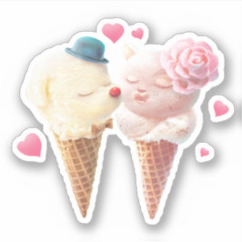 Eiscreme-Paar - Liebe bei First Lick Aufkleber