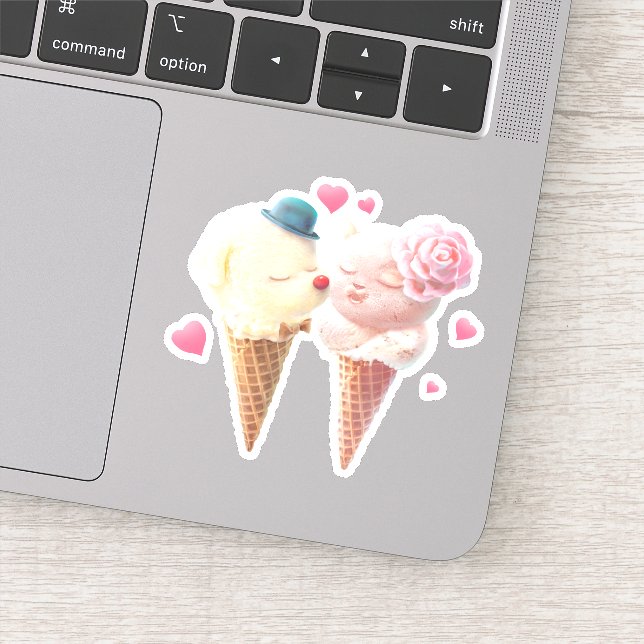 Eiscreme-Paar - Liebe bei First Lick Aufkleber (Detail)