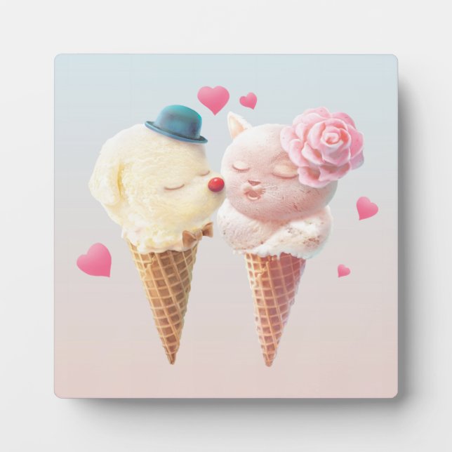 Eiscreme-Paar - Liebe bei First Lick Fotoplatte (Vorderseite)