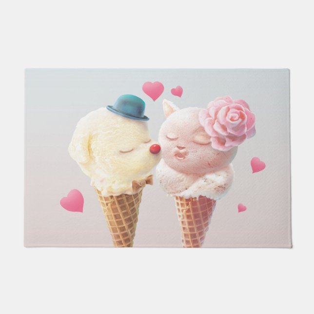 Eiscreme-Paar - Liebe bei First Lick Fußmatte (Vorderseite)