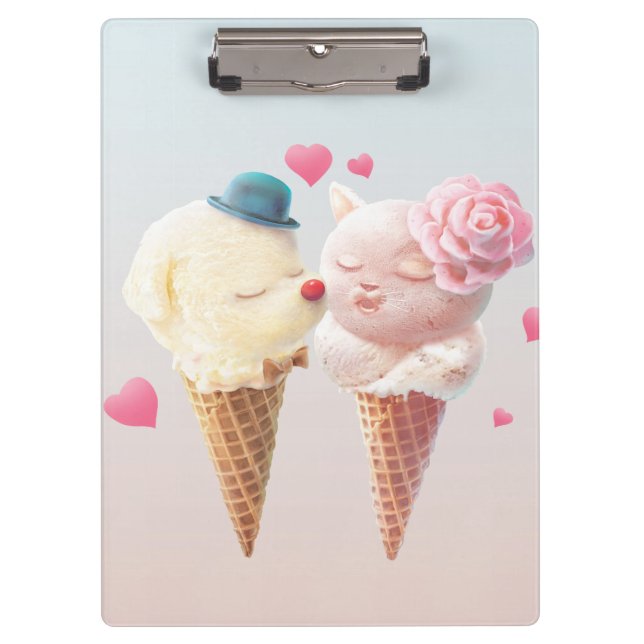 Eiscreme-Paar - Liebe bei First Lick Klemmbrett (Vorderseite)