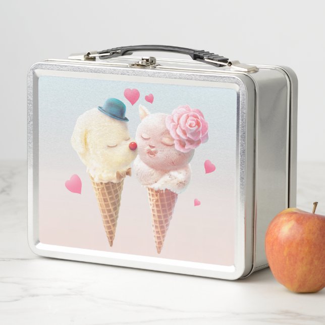 Eiscreme-Paar - Liebe bei First Lick Metall Brotdose (Beispiel)