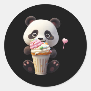 Eiscreme Panda Bär Köstlicher Teddy Bär Eiscreme Runder Aufkleber