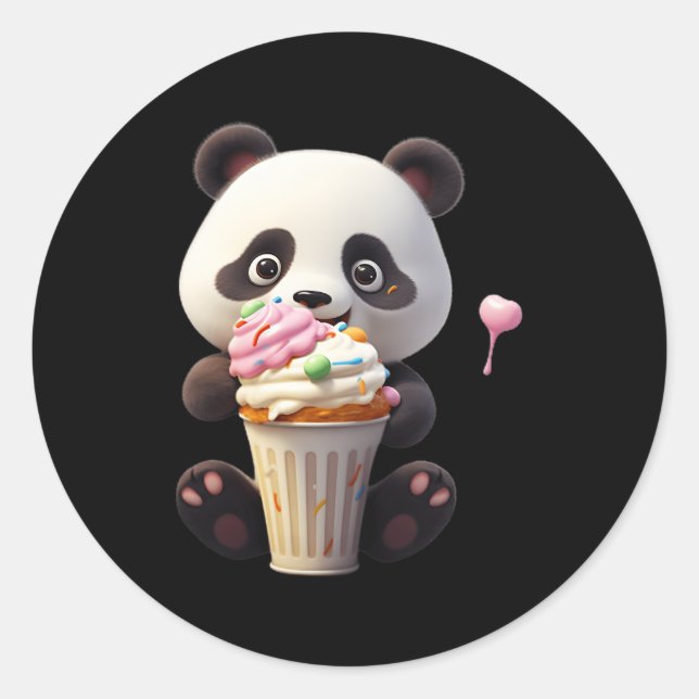 Eiscreme Panda Bär Köstlicher Teddy Bär Eiscreme Runder Aufkleber (Vorderseite)