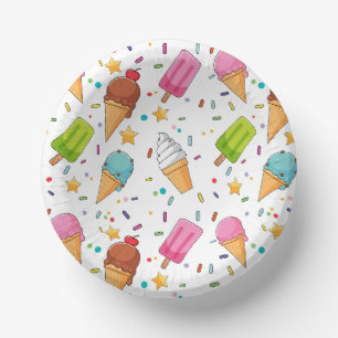 Eiscreme-Papier-Schalen, süße Dessert-Leckerei Pappteller