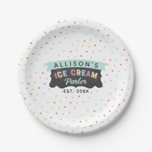 Eiscreme Parlor Fun Bold Polka Dot Geburtstagspart Pappteller