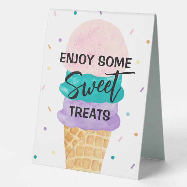 Eiscreme Party Dessert Party Sign - Sundae Tischaufsteller (Vorderseite)