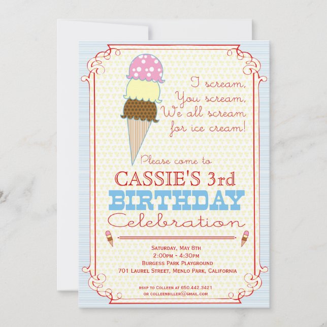 Eiscreme-Party Einladung (Vorderseite)