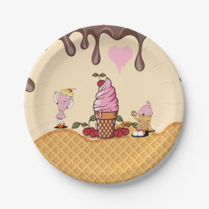 Eiscreme-Party-Eiscreme des Kindes Pappteller
