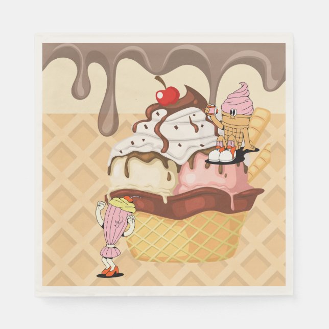 Eiscreme-Party-Eiscreme-Eiskremcharaktere des Kind Serviette (Vorderseite)