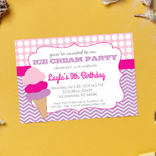 Eiscreme Party Geburtstag, Eiscreme soziale Einlad Einladung