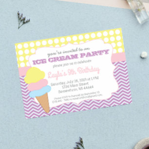 Eiscreme Party Geburtstag, Eiscreme soziale Einlad Einladung