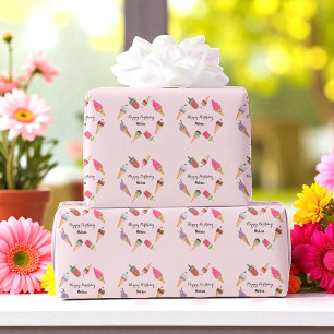 Eiscreme-Party-Lutscher-Kegel Rosa Geschenkpapier