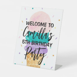 Eiscreme-Party Willkommen im Party Sign - Sundae Sockelschild