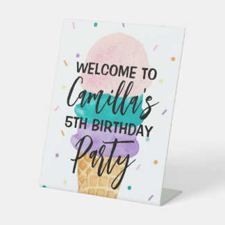 Eiscreme-Party Willkommen im Party Sign - Sundae Sockelschild