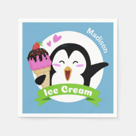 Eiscreme Penguin individuelle Name und Farbtöne Serviette