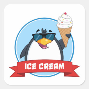 Eiscreme Penguin Sonnenbrille Square Sticker