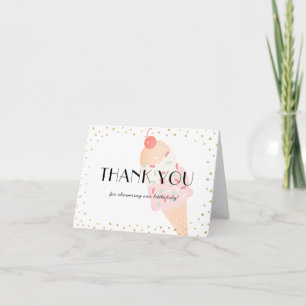 Eiscreme Pink Babydusche Dankeskarte