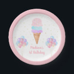 Eiscreme Pink Gold Pastell Geburtstag Pappteller<br><div class="desc">Diese Teller sind mit pastellfarbenem,  regenbogenfarbenem Eis in Aquarellfarbe mit Imitaten mit Goldfolie Confetti versehen.</div>