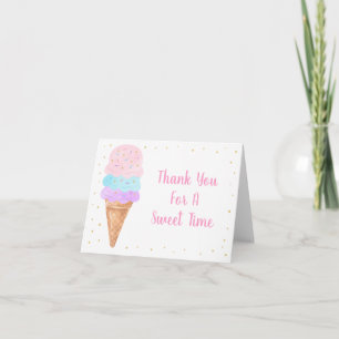 Eiscreme Pink Gold Pastell Geburtstag Vielen Dank Dankeskarte