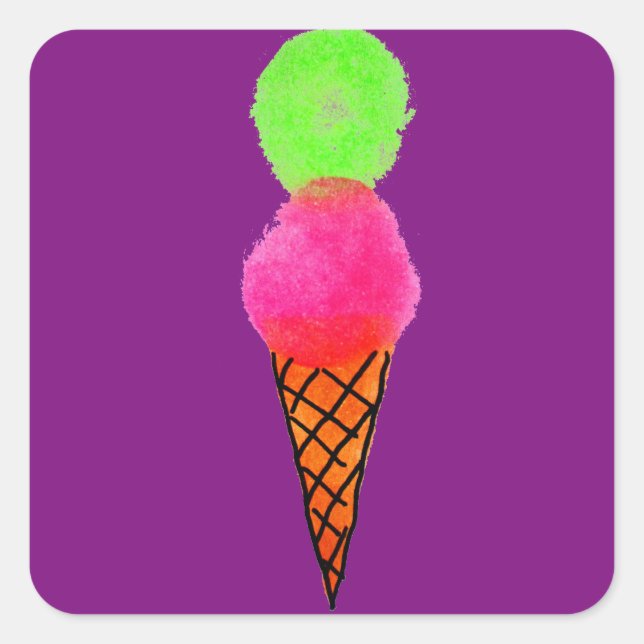 Eiscreme Pop Art Quadratischer Aufkleber (Vorderseite)