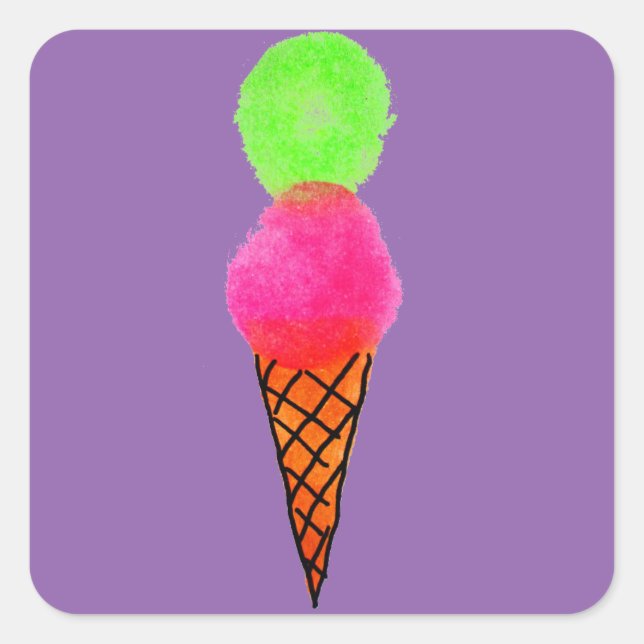 Eiscreme Pop Art Quadratischer Aufkleber (Vorderseite)