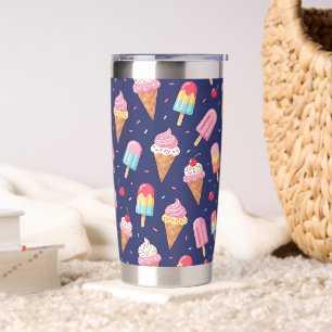 Eiscreme-, Popsicle- und Kirschenmuster Thermobecher